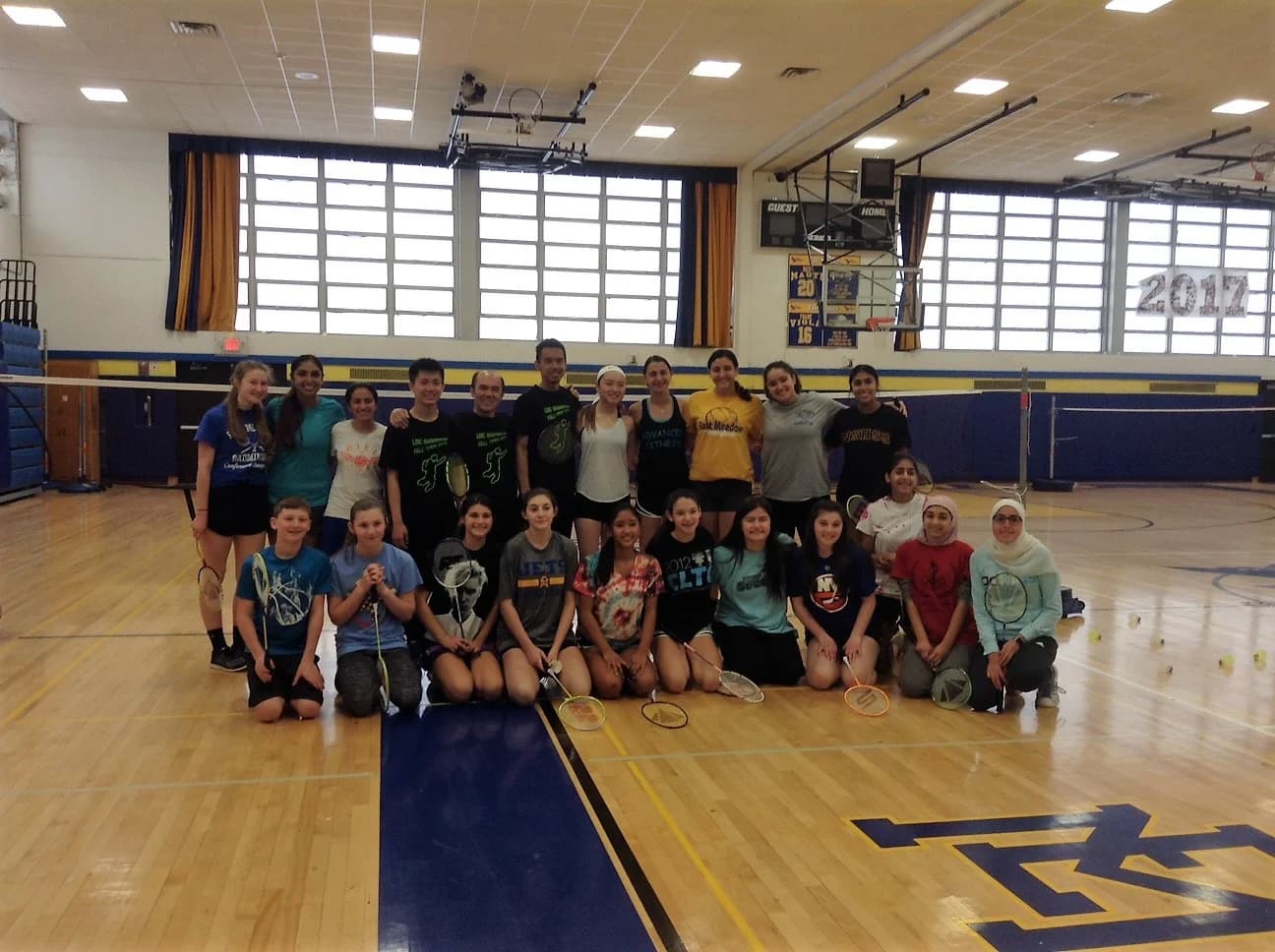 Large group gathering in a gym